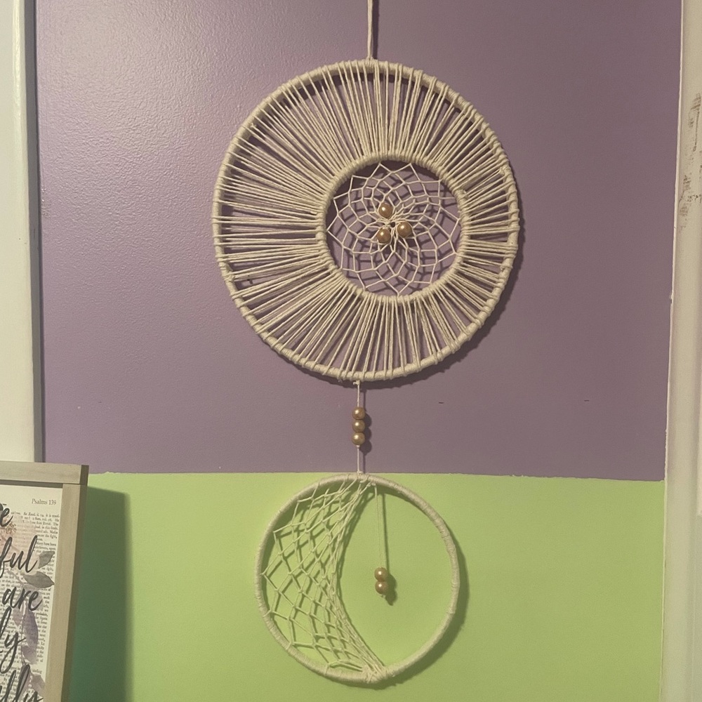 Sun, Moon, Universe tiered handmade dream catcher